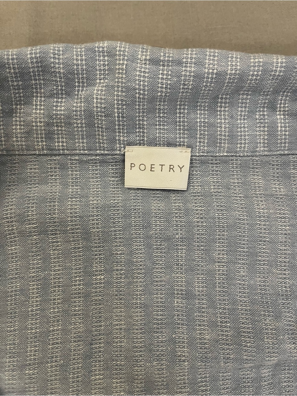 Poetry Half Button Down Shirt Women’s Baby Blue And White Hemp & Cotton US 10 - Picture 3 of 6